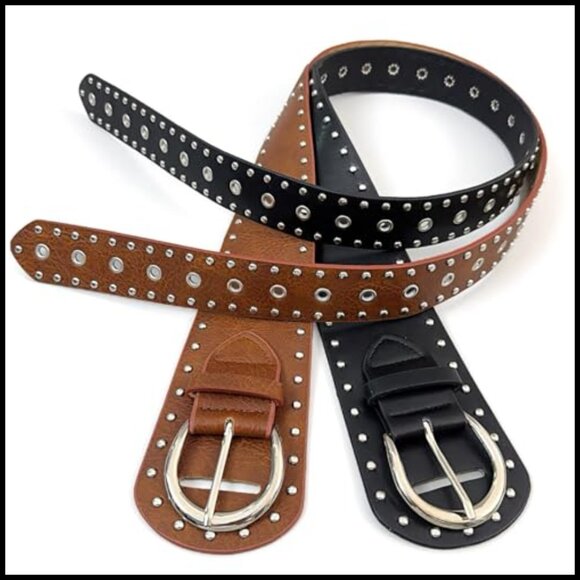 Vintage Wide Belt with Metal Buckle Punk Fashion PU Leather Belt main image 2